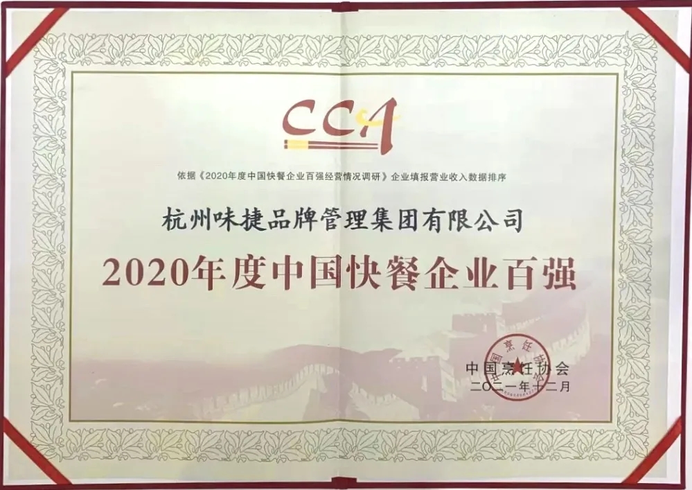 《2020年度中国快餐百强企业》名单